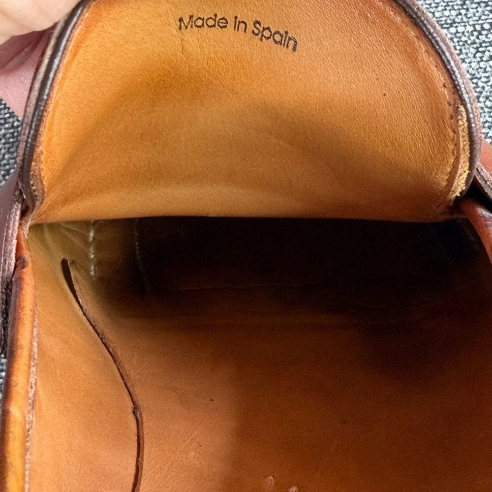 Magnanni Penny Loafers Mens 9.5M Cognac Brown Leather Slip On Dress Shoes Spain